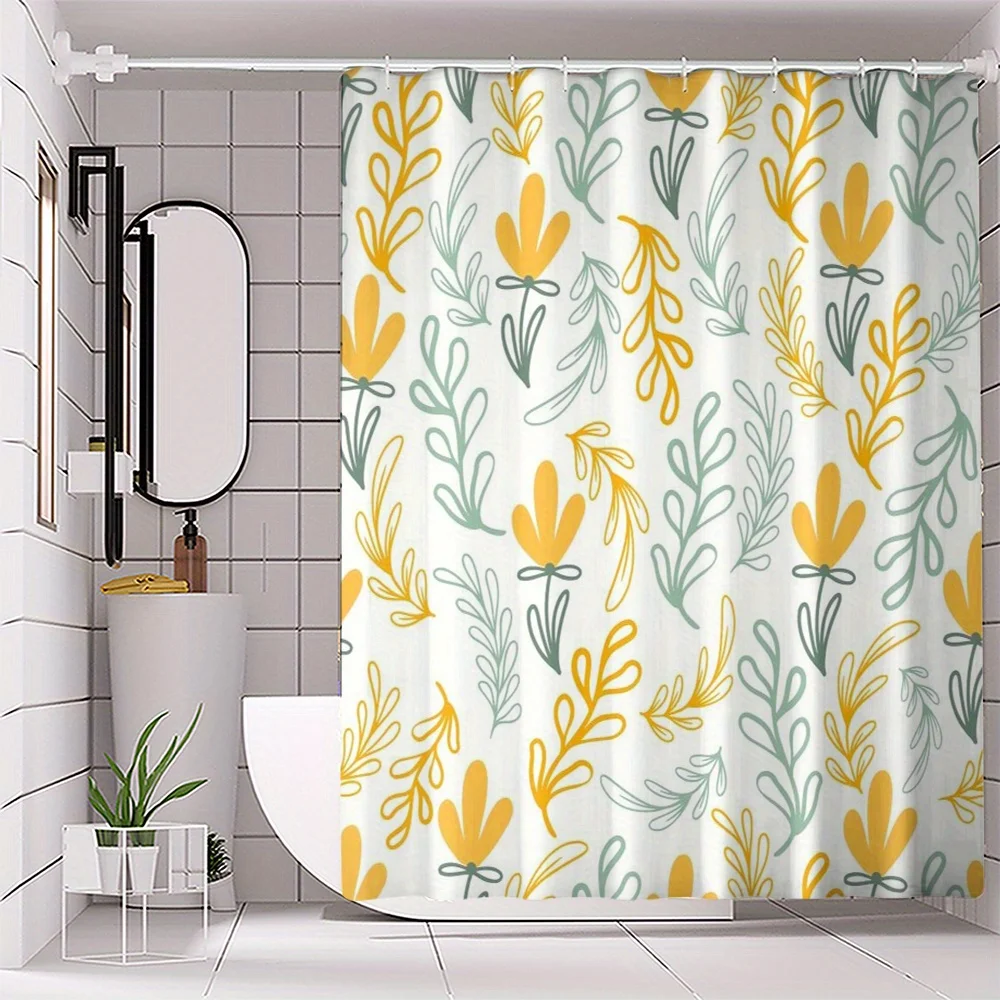 

1 шт. весенняя занавеска для душа с принтом морских водорослей, полиэфирная ткань, можно стирать в машине, подходит для украшения ванной комнаты