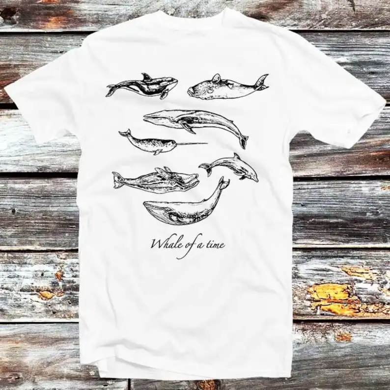 Whale of a Time Shirt shirt 100% Pure Soft Pima Cotton Men Women Unisex Peta Vegan 0 Packaging Recycle Nature Dolphin Sea