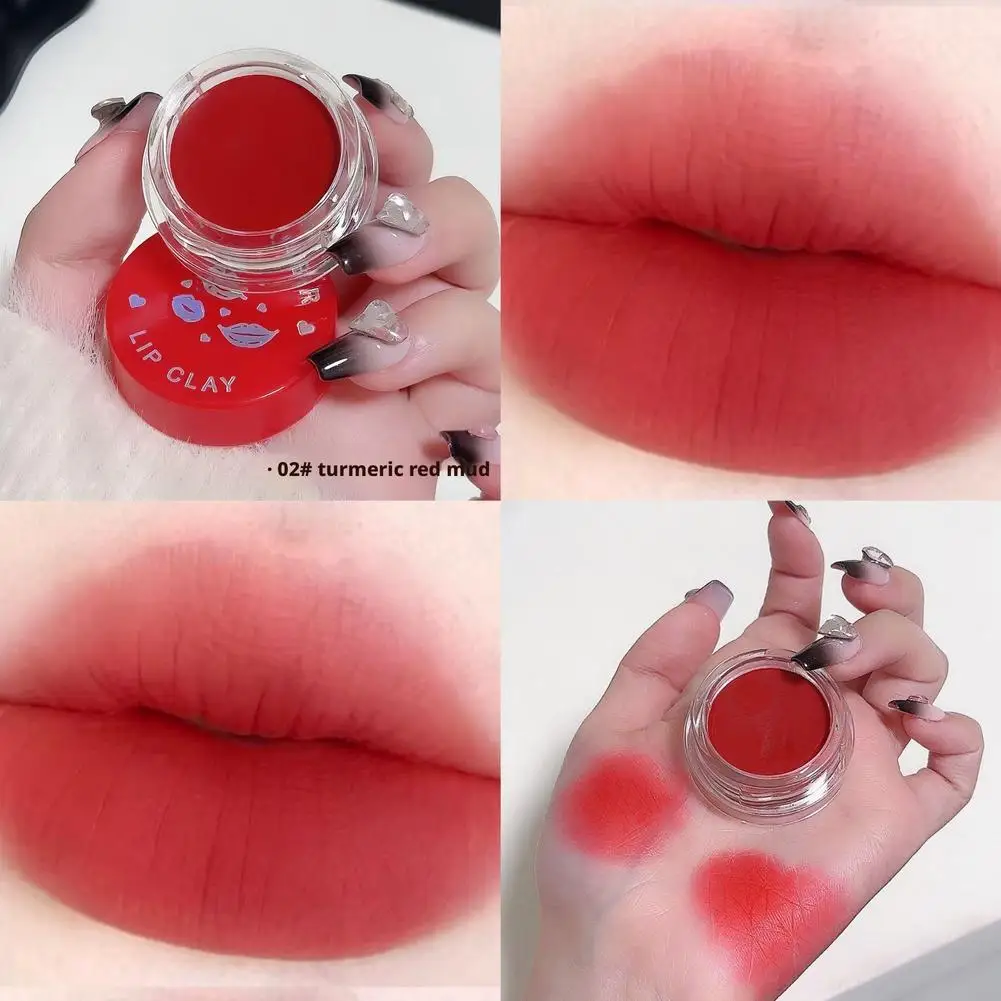 Rossetto al fango per labbra Fard naturale opaco alla pesca Crema Trucco duraturo Tazza antiaderente Tinta per labbra rosse Fard in mousse