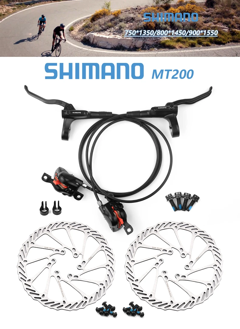 Shimano BR MT200 Hydraulische Scheiben Bremse 1550 1500 1450 850 800mm Links Vorne Rechts Hinten Bremse Set RT-10/26/56 160 180mm Rotor – Detail 1