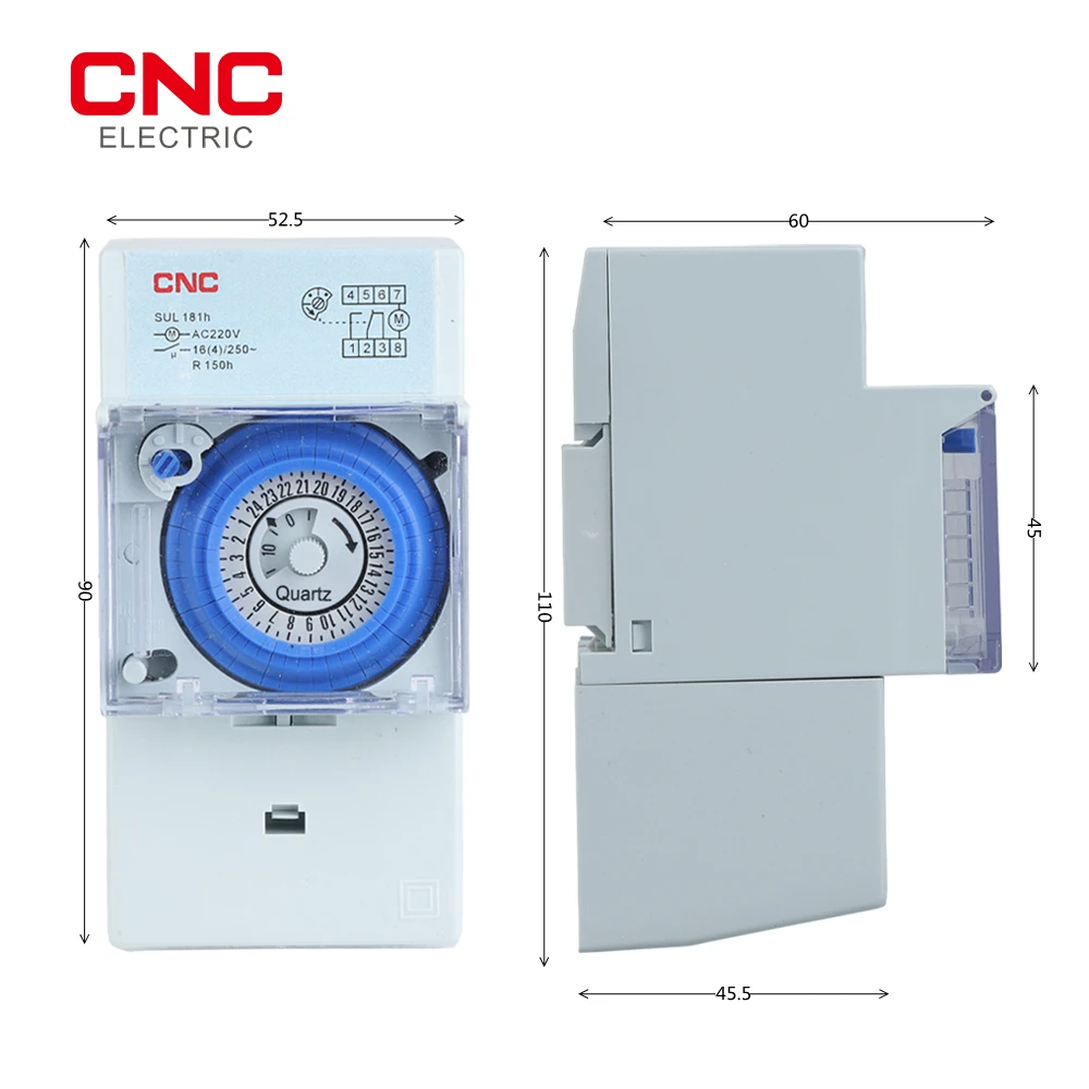 CNC Din Rail Time Relay SUL181h Mechanical Timer 24 hours Time Switch Relay Electrical Programmable Timer