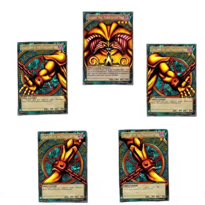 Yu Gi Oh Exodia Right Leg Left Arm of The Forbidden One English Version 5 Sheets DIY Anime Collection Action Toy Figures Gifts