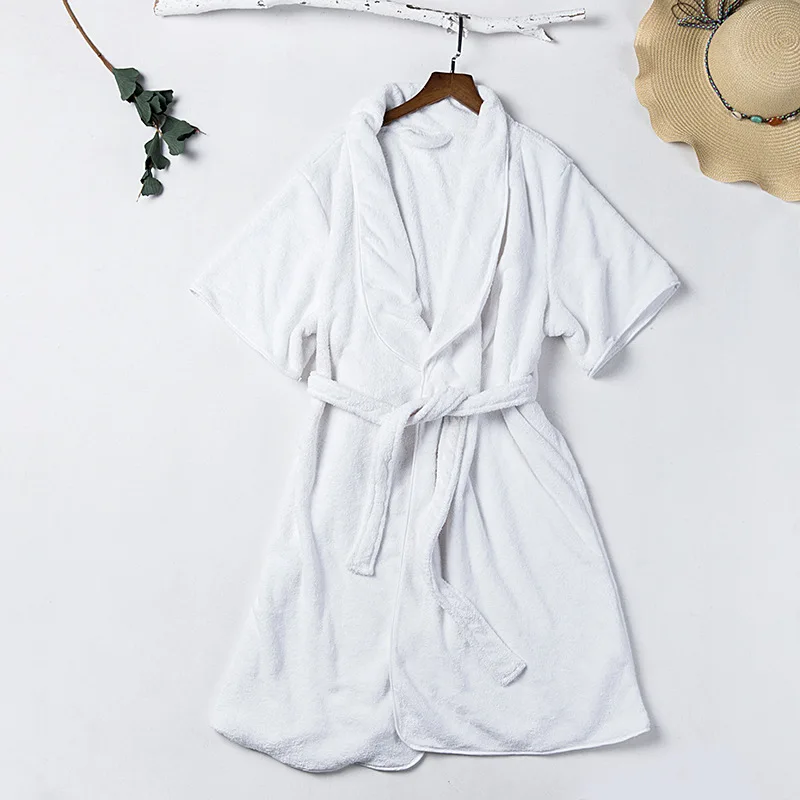 260 square meters warp-woven polyester cotton coral fleece bathrobe, thin women's bathrobe, summer long nightgown