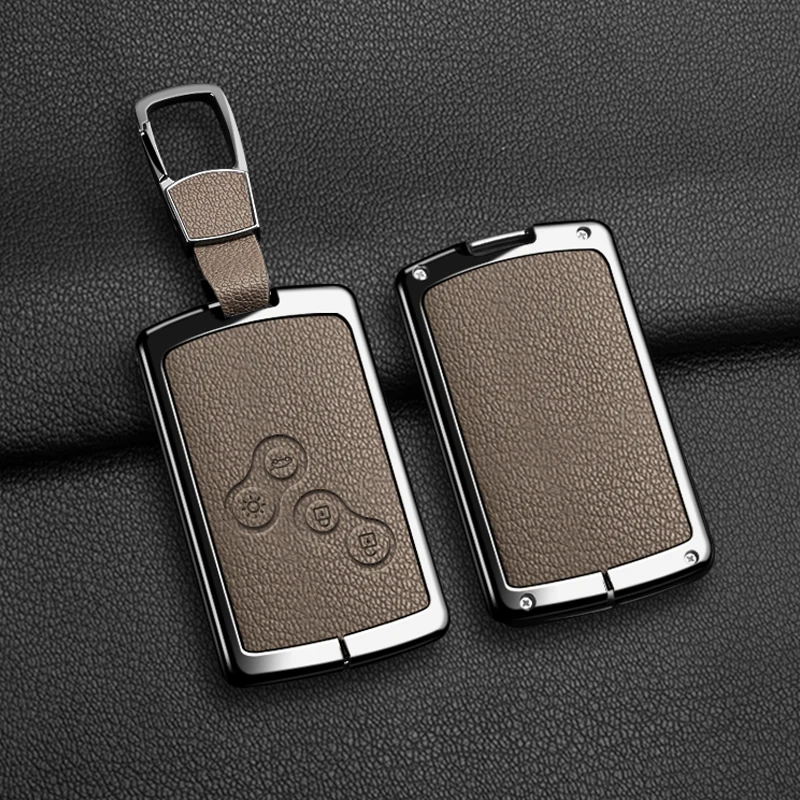

Car Key Case Cover Fob for Renault Duster Captur Clio Logan Megane Koleos Scenic Nema Fluence Zoe Metal Leather Protect Shell