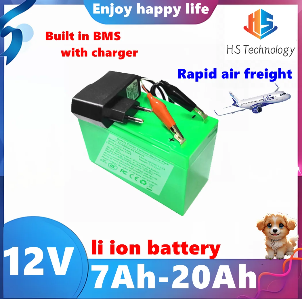 

HS 12V 7Ah 8Ah air transport 10Ah 12Ah 15Ah 20Ah li ion battery for sprayer scale Access control children toy airplane+1Acharger