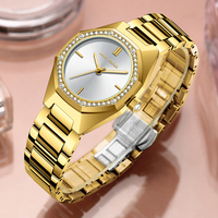 MINI FOCUS Women's Stainless Steel Watch Luxury Sparkling Crystal Case Japan Quartz Elegant Ladies Dress Watches 0433L