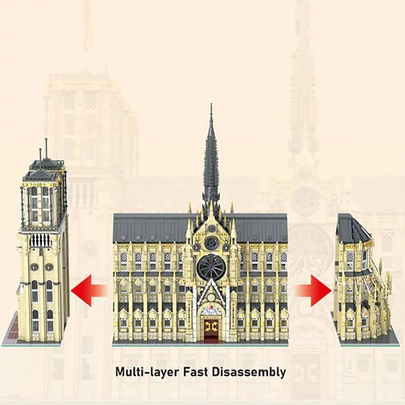 8225pcs Notre-Dame Cathedral Medieval Building Blocks Set Architecture Modular Building Block Assembly Model Kit Adults Toy Gift