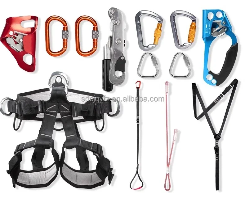 

Double Rope Kit Full Safety Harness Set for Fall Protection Working at Height Camping Rock Climbing Tree Rappelling