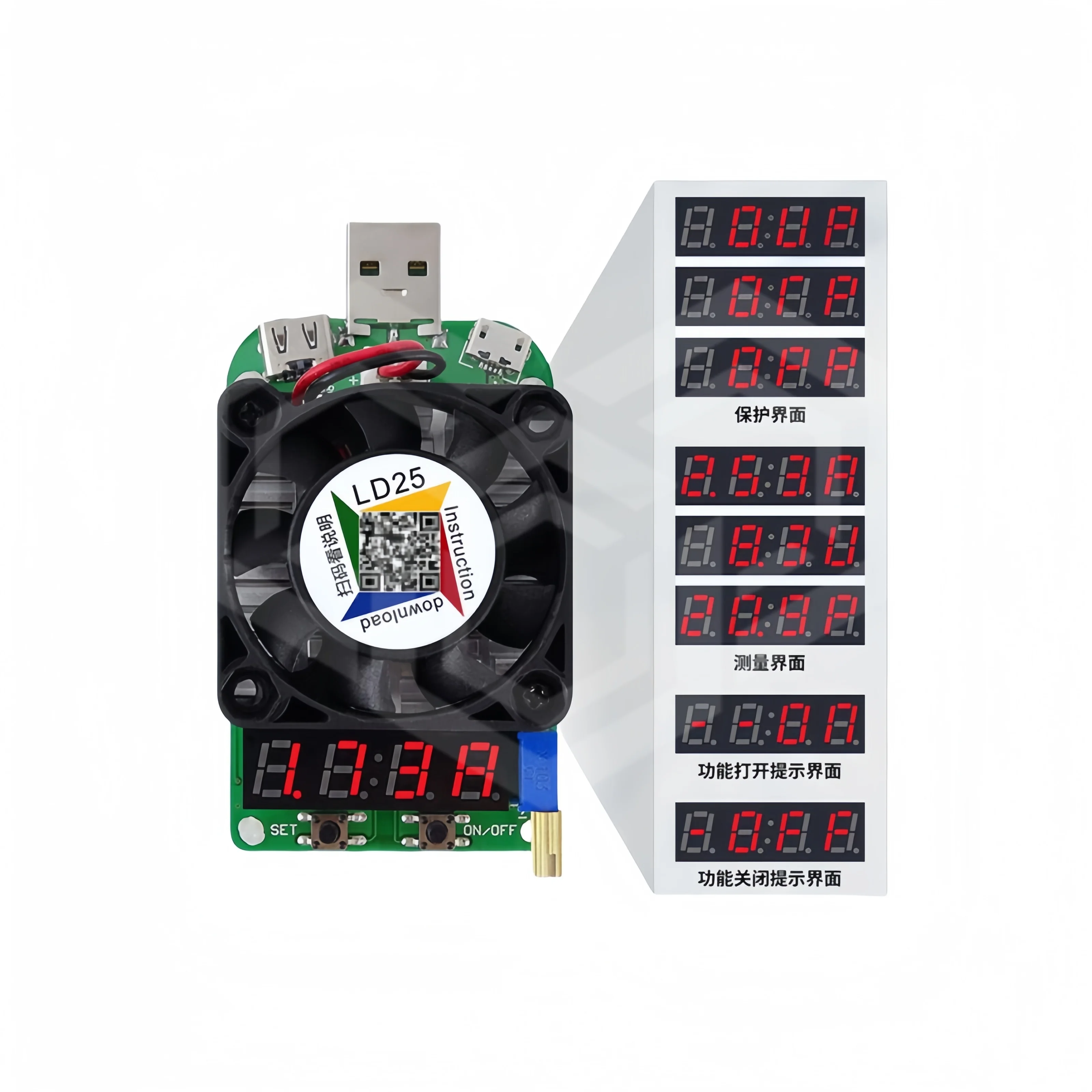 

Электронная нагрузка LD25 USB с цифровым дисплеем, измеритель напряжения и тока, детектор старения аккумуляторов, регулируемый резистор