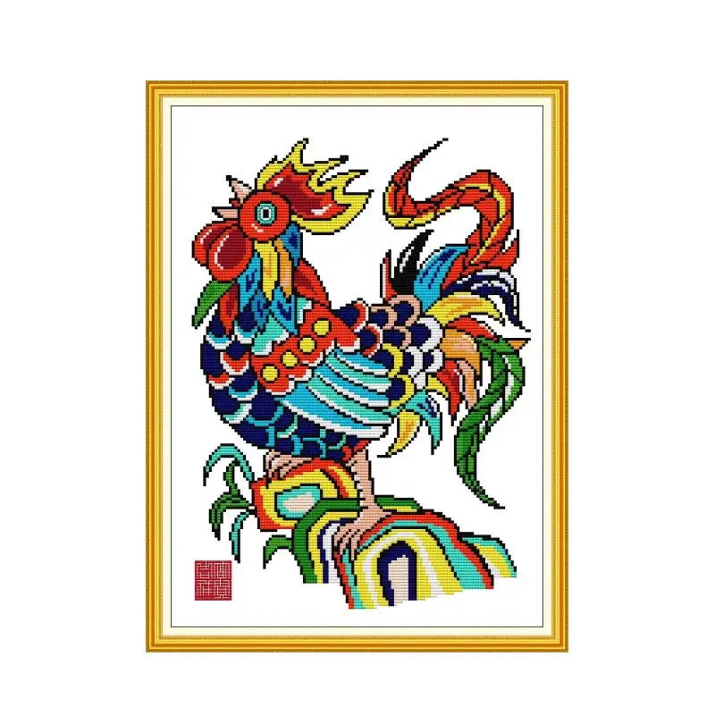 

Набор для вышивки крестом «Петух», мультфильм, 14 карат, 11 карат, принт, холст, стежки, вышивка, сделай сам, рукоделие ручной работы