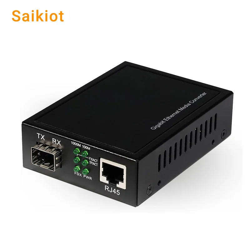 Saikiot SFP Media Converter 10/100/1000 Base Media Converter Fiber Optic Media Converter 10/100/1000