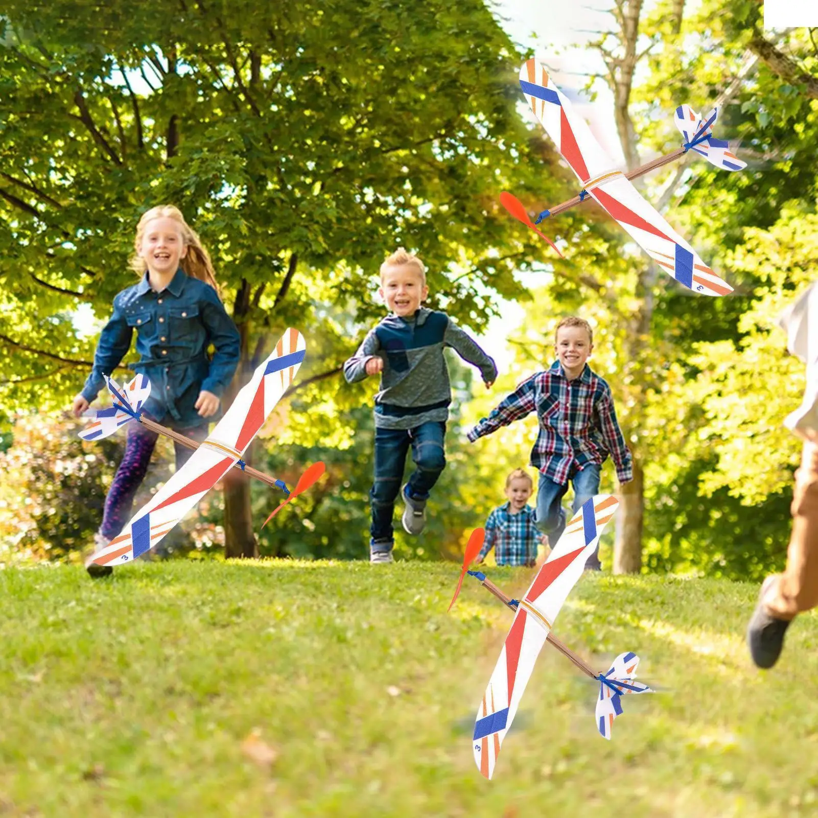 ยาง Band Powered เครื่องร่อนเครื่องบินรุ่น DIY Assembly โยนเครื่องร่อนเครื่องบินของเล่นเด็กกีฬากลางแจ้งของเล่นของขวัญ