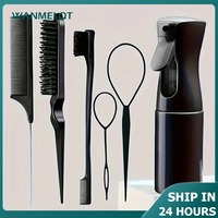 4-Piece Hair Styling Comb Set - Includes Rat Tail Edge Brush & Smooth Black Brush Barber Styling Tools for All Hair Types