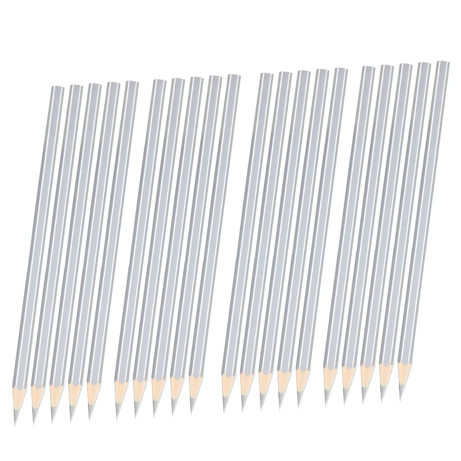 20 Pack Silver Welders Pencil Metallic Silver Marking Pencil for Construction Workers Metalwork Plumbers Framers