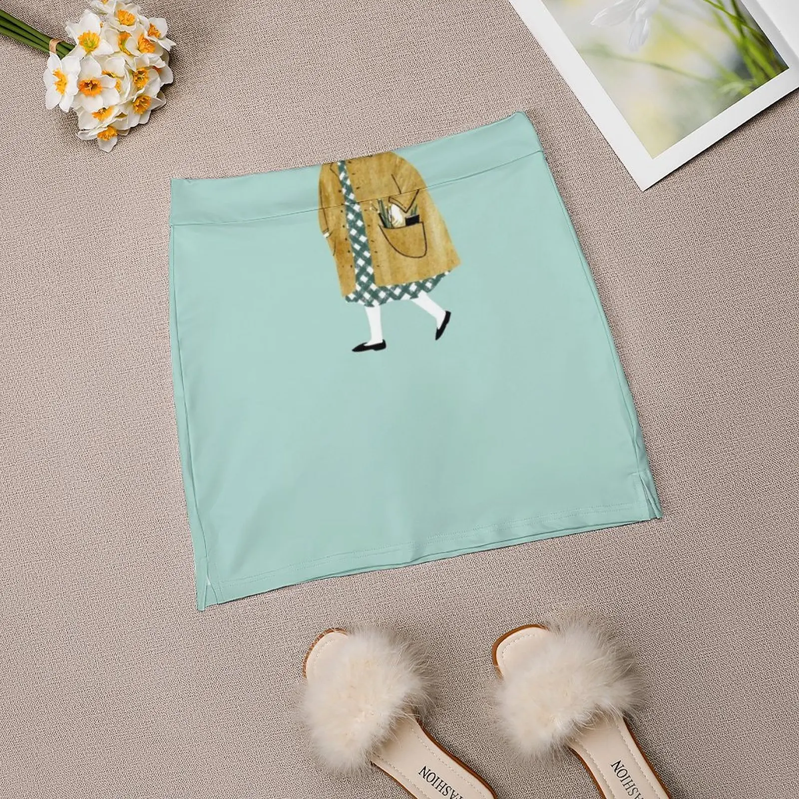 Gadis Berjalan dengan Bunga Di Saku Rok Wanita dengan Menyembunyikan Saku Rok Tenis Rok Golf Rok Bulu Tangkis Rok Lari