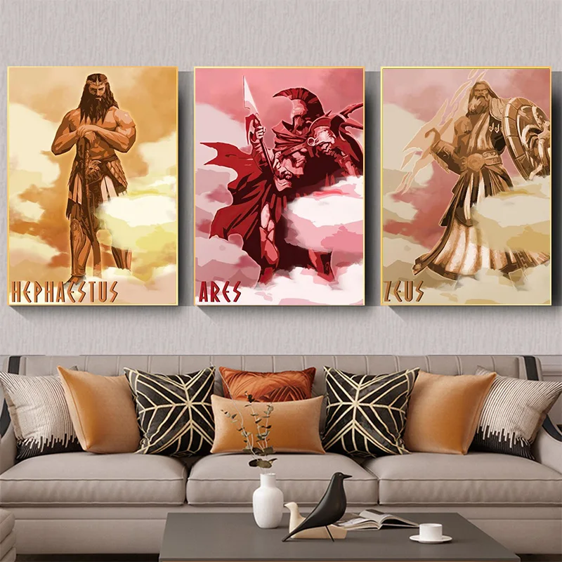 Greek Mythology Posters and Prints Zeus Lightning Ares Apollo God Canvas Painting Wall Art Pictures Living Room Home Decor Gifts