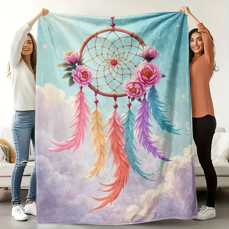 

Фланелевое одеяло на тему «Ловец снов», легкий, мягкий и теплый подарок, одеяло для сна, подходит для кровати, дивана, кемпинга и путешествий.
