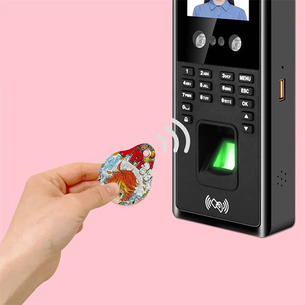 The Promised Neverland Anime 1PCS PU Leather Keychain Protective Case Door Lock Access Control Tags Card Bag Key Tag Ring.