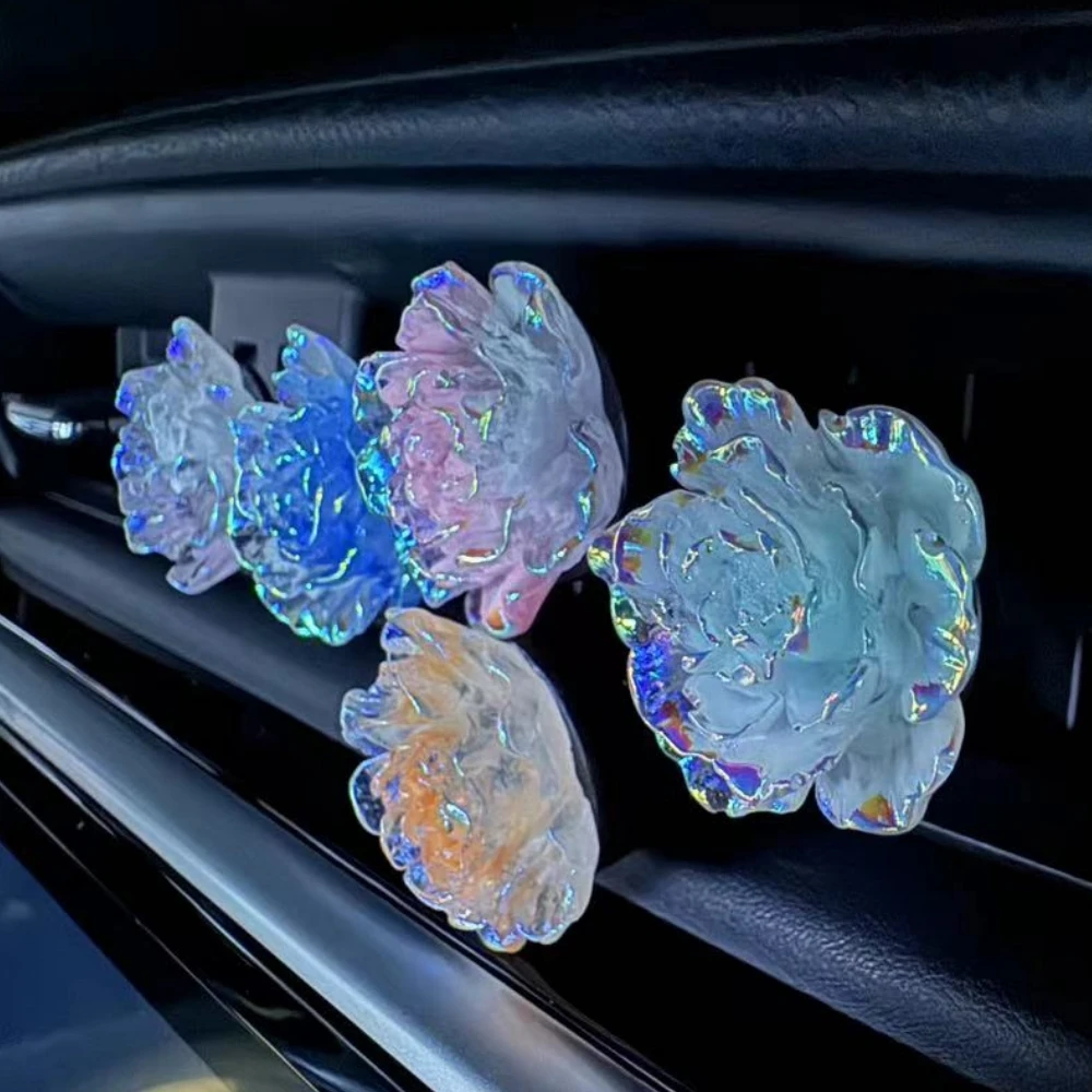 Car Decorations Cute Cartoon Flowers Car Air Conditioner Air Vent Clip Luminous Flowers Personalized Interior Decoration Goddess