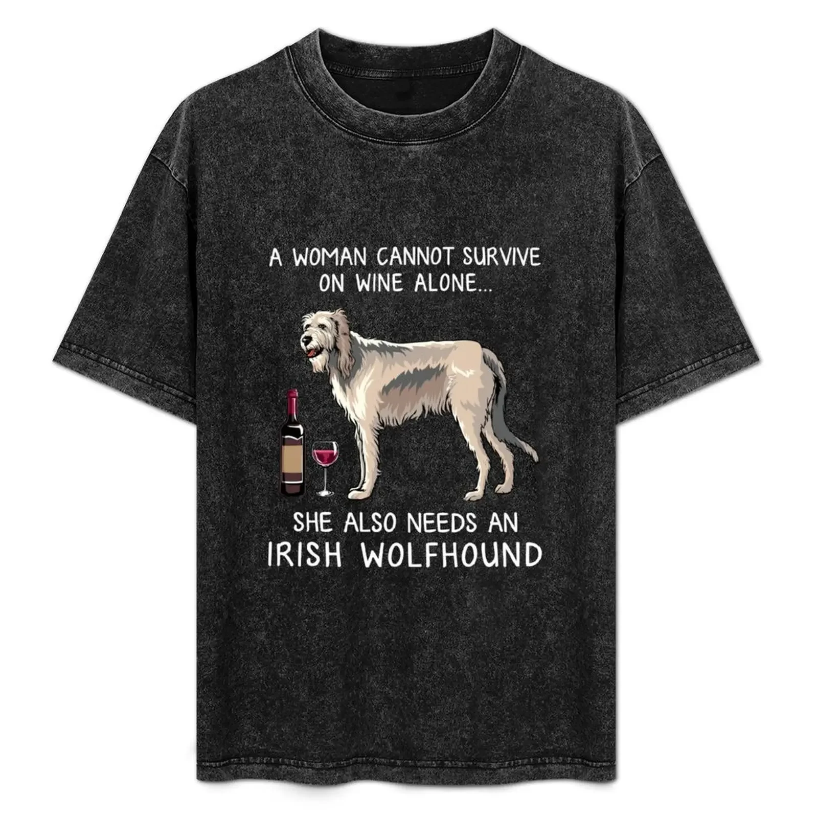 

Irish wolfhound and wine Funny dog T-Shirt vintage clothes boys animal print anime shirt Luxury man plain t shirts men