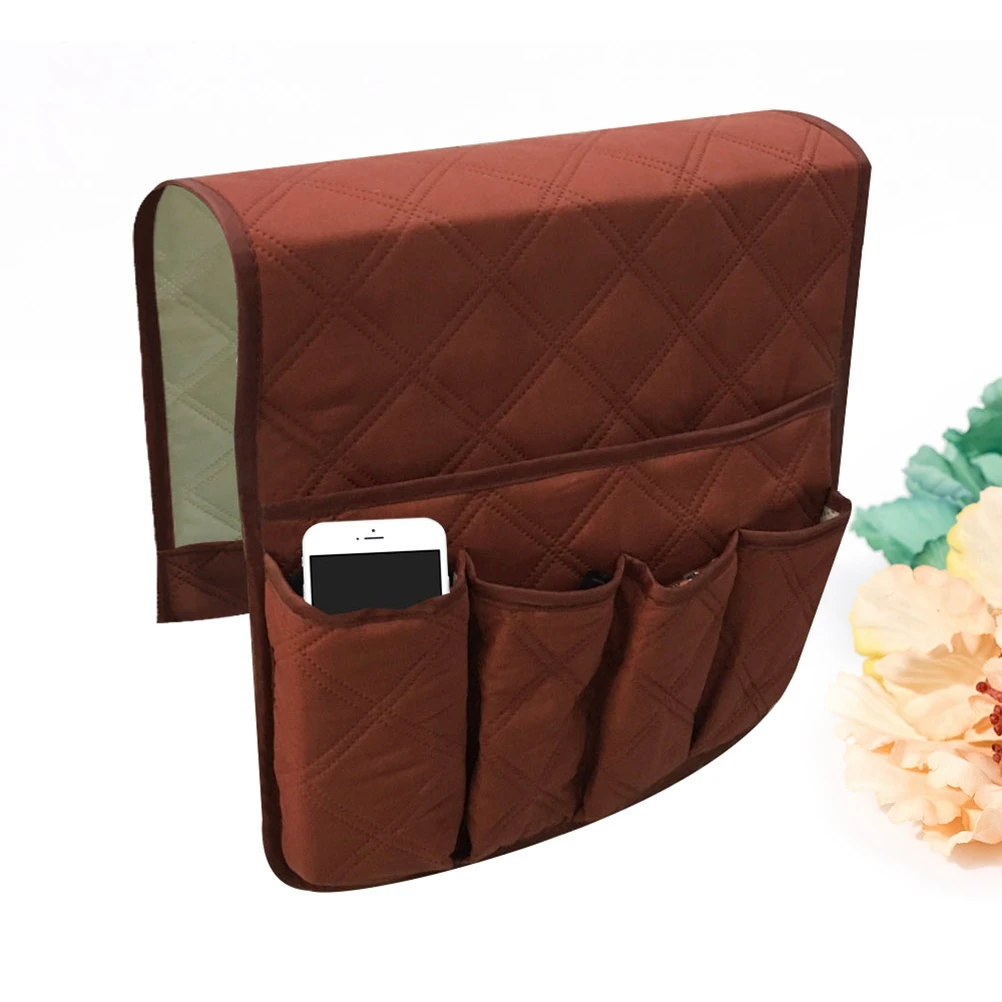 

1Pcs Felt Fabric Sofa Side Storage Bag Hanging Organizer Bed Rail Dorm Car Bed Holder Dark Coffee Large Capacity