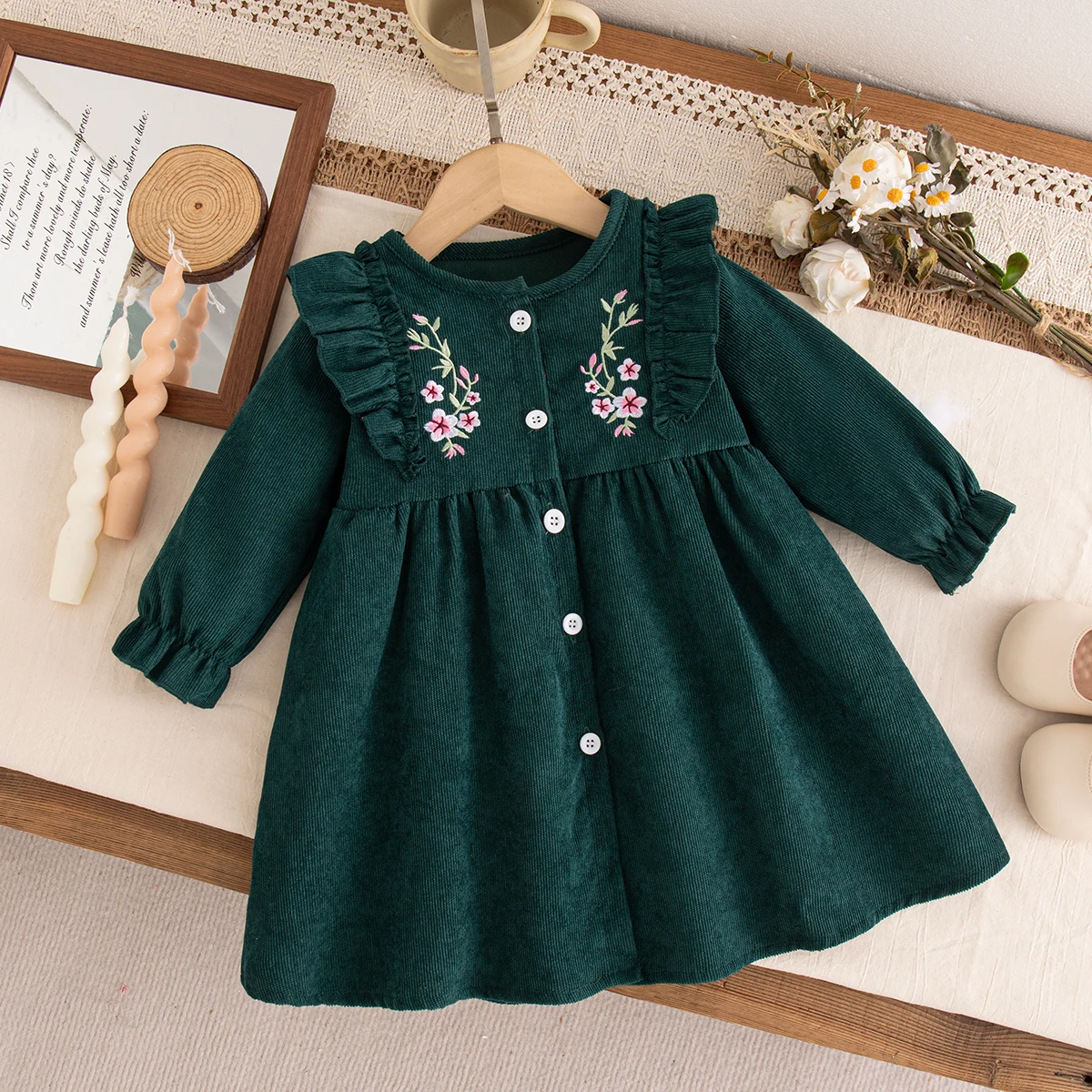 Baby Girls' Dress Spring And Autumn Floral Long Sleeve Cute Girls' Dress Sweet Princess Children's Dress Baby Girl Clothing ﻿