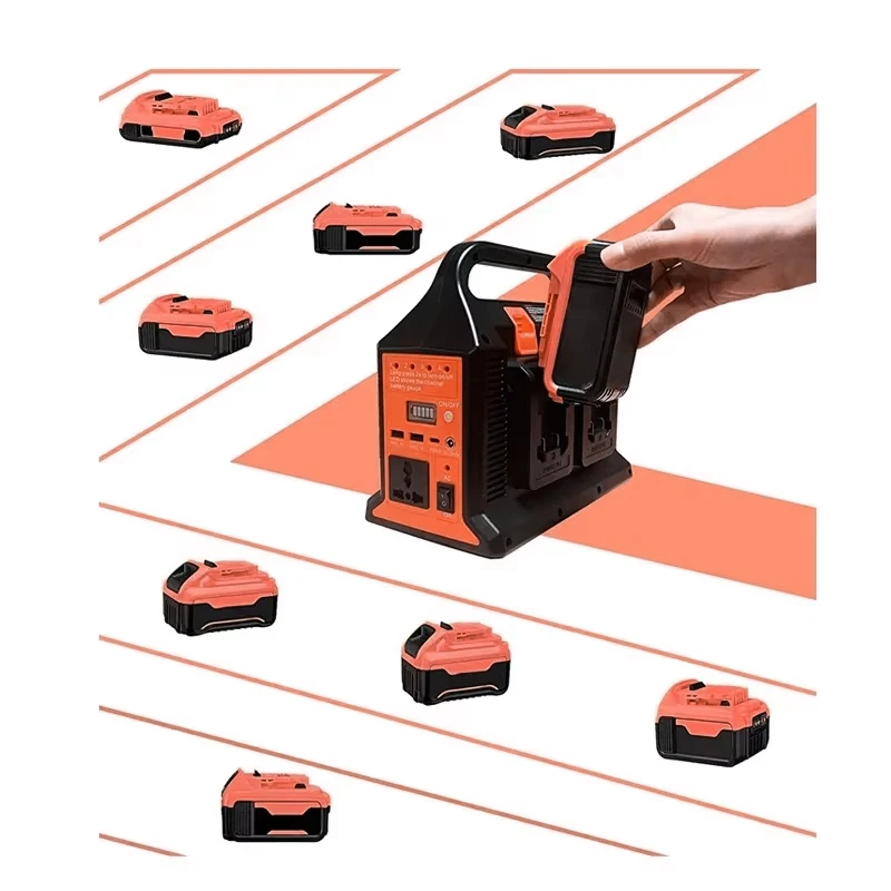 For Makita/DeWalt/Milwaukee/Bosch 18v Battery Power Inverter To AC 350W 110V/220V USB Tpye-C Power Bank Converter with Light
