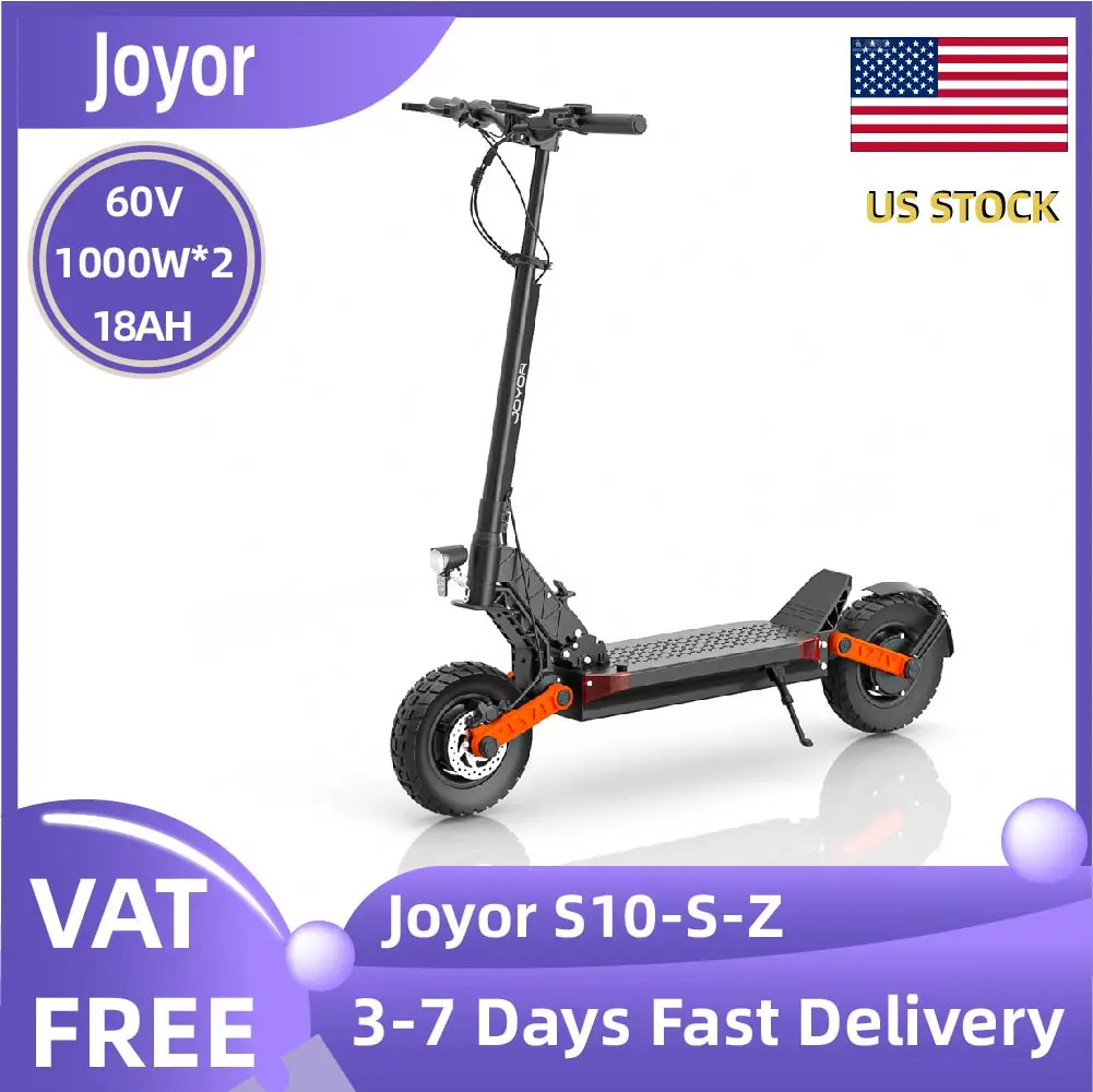 

JOYOR S10-S-Z Электронный самокат для взрослых 60 В 18 Ач Аккумулятор Эскутер 1000 Вт * 2 Двойные двигатели 10-дюймовый внедорожный электрический самокат с шинами