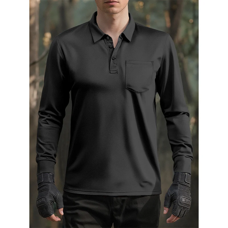 

Мужская тактическая быстросохнущая футболка для пешего туризма, охоты, дышащие футболки с длинными рукавами, осенние свободные топы с карманами для тренировок на открытом воздухе