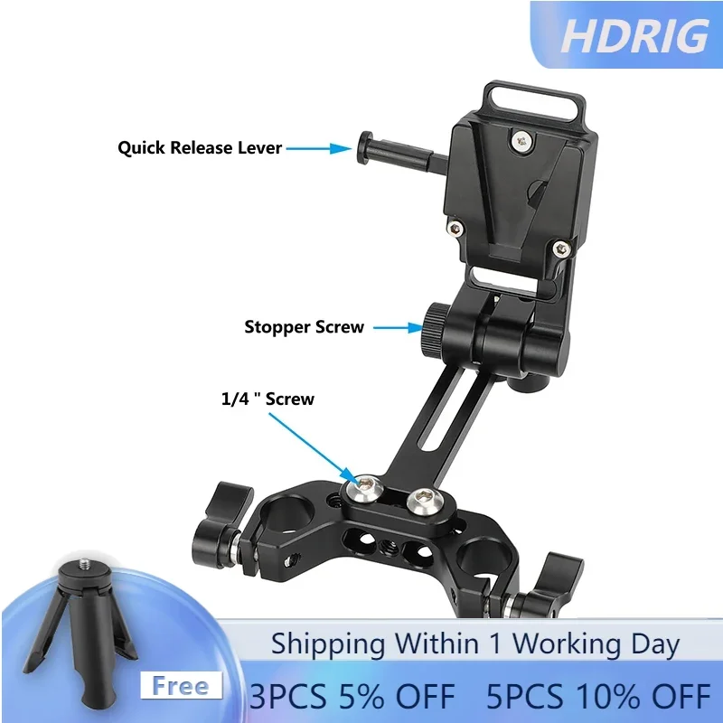 

HDRIG Female V Lock Adapter with Rod Mount for 15mm Rail System Adjustable 15mm LWS Rail Block for Shoulder Rig Kit