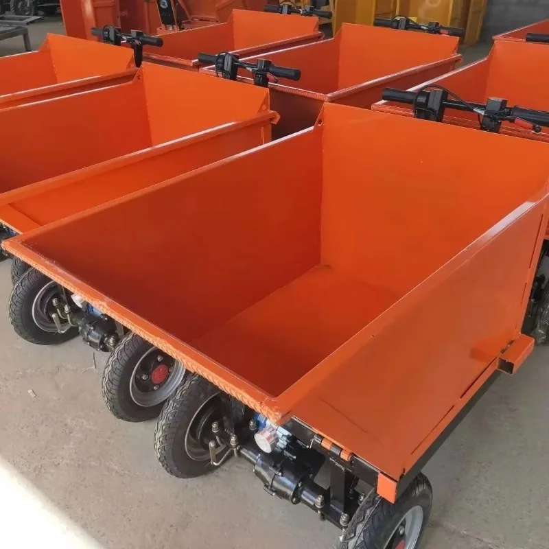 Electric Construction Wheelbarrow  Motorized Site Dumper & Mortar Mix Transport Trike for Building Material Hauling