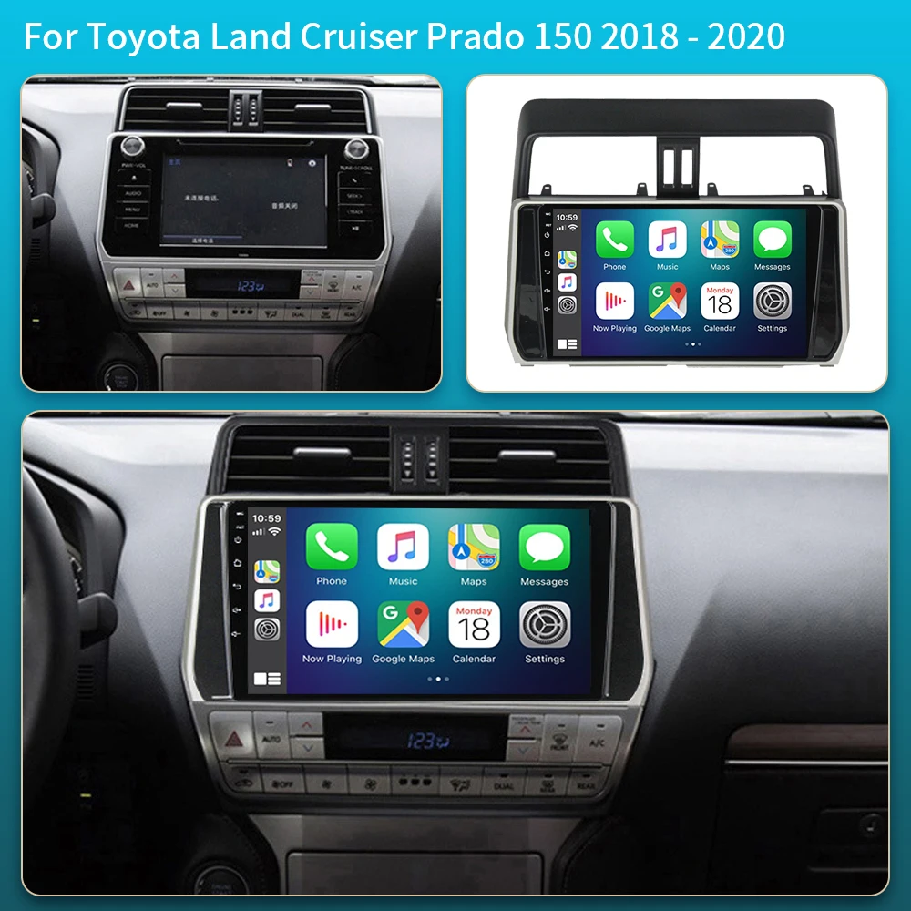 Android 16 For Toyota Land Cruiser Prado 150 2018 - 2020 Carplay Auto GPS Car Radio Navigation Multimedia Video Player Stereo BT