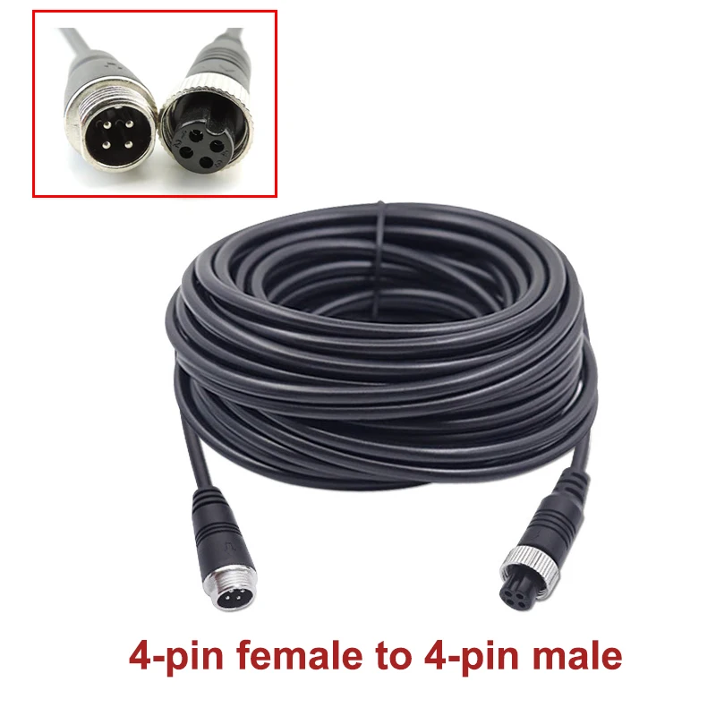 4-Pin M12 Aviation Video Extension Cable 1M 2M 5M 7M 10M 15M 20M for CCD Reversing Camera Camper Trailer W28