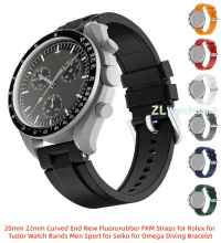 Neue Gebogene Gummi-Uhrenarmbänder 20mm 21mm 22mm Uhrenarmband Schnellverschluss FKM Uhrenarmbänder Armband für Omega für Swatch Herren – Detail 5