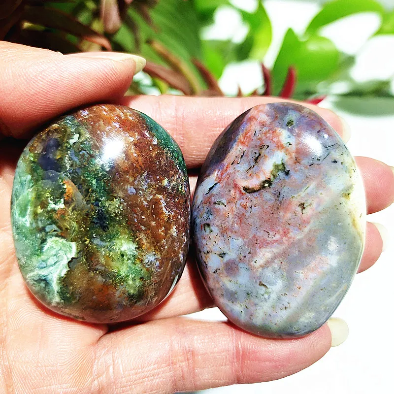 Natural Stone Beautiful  OceanJasper Palm Stone Spirit Meditation Feng Shui Exorcism Crystal Home Decoration