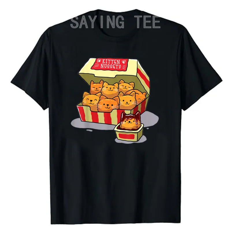 

Kitten Nuggets Food Pun Cat Lover Gift Chicken Nuggets T-Shirt Cute Cool Cat Moms Dads Clothes Lovely Kitty Graphic Tee Y2k Tops