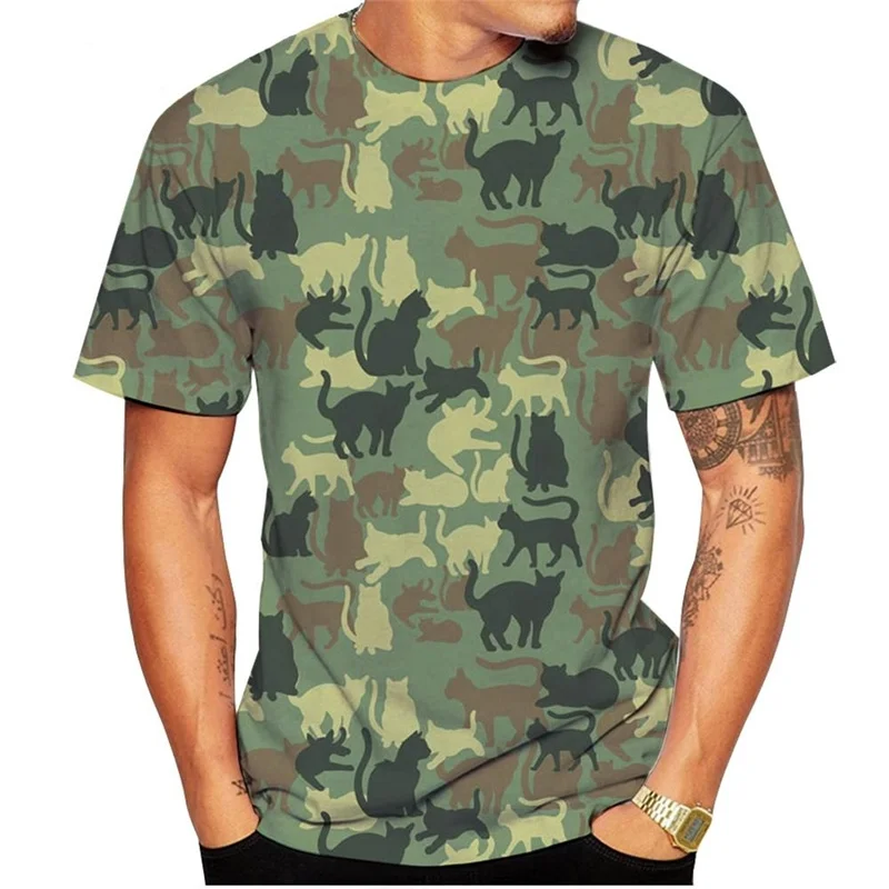 New Camouflage 3D Printed T Shirt For Men Outdoor Camping Casual Short Sleeve Camo Sports Gym Fitness Soldiers T-shirt Clothing