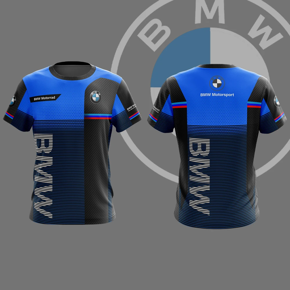 BMW Oreo-Camiseta azul a rayas para hombre, camiseta de verano 2025, camiseta de entrenamiento para motocicleta para deportes al aire libre, manga corta de ciclismo de secado rápido