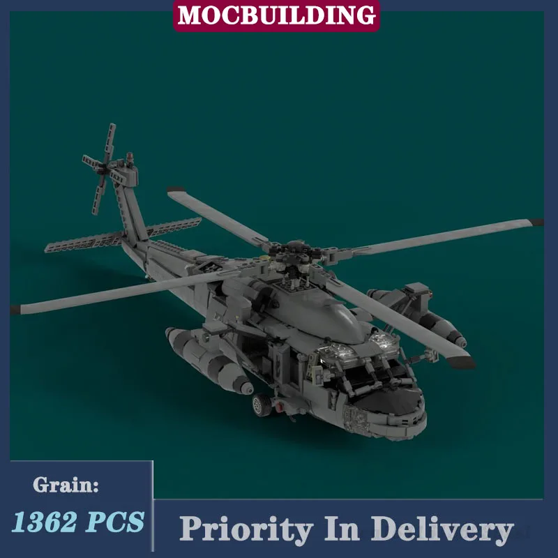 MOC City Helicopter Transport Model Building Block Assembly Military Boy Toy Collection Series Birthday Gift