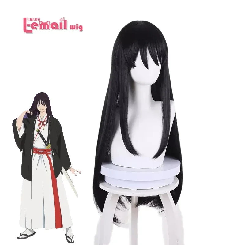 L-email wig synthetic hair Hells paradise jigokuraku yamaesomon Sagiri Toma cosplay wig black 80cm long heat resistant wigs