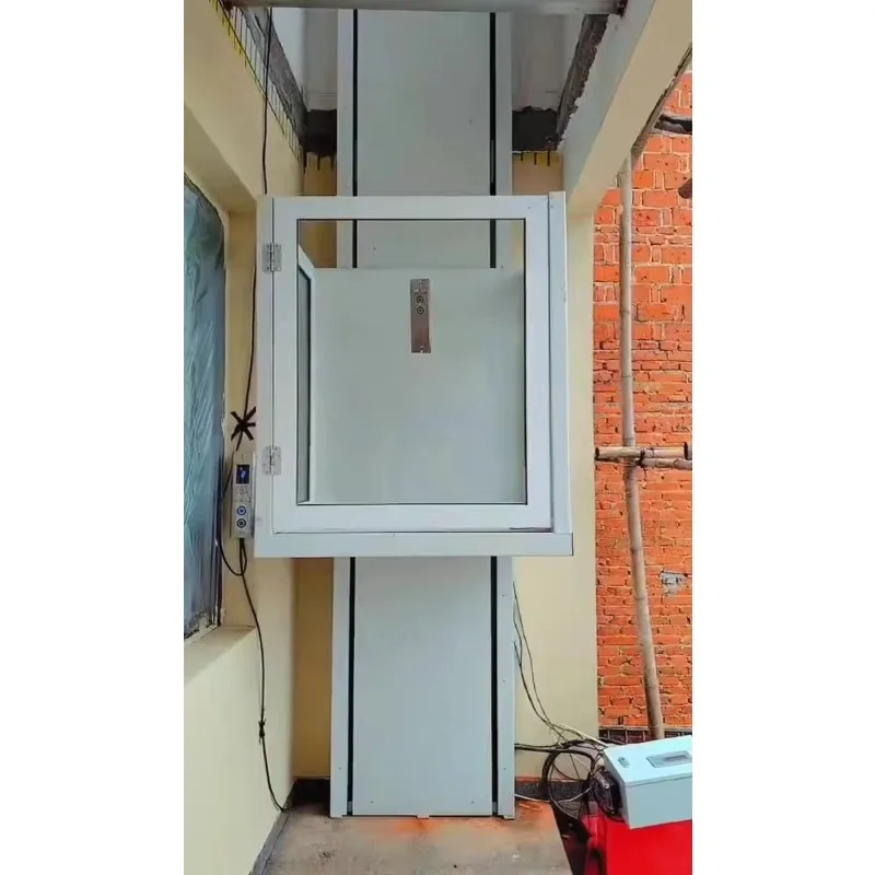 Load 1 Ton Electric Small Cargo Elevator 2m-10meters Hydraulic Lifting Platform Home Elevator Guide Rail Hoist Manned Elevator