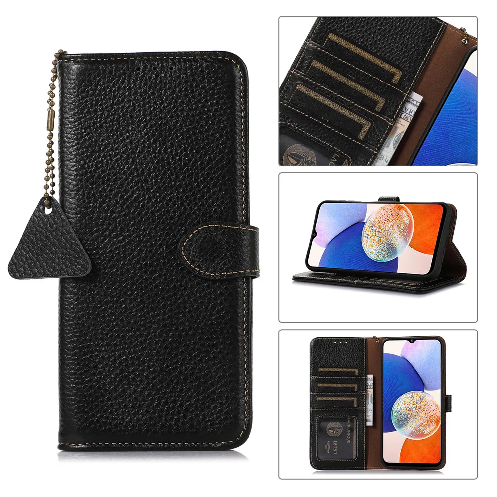 Handmade Genuine Cowhide Leather Flip Case For iPhone 15 14 13 12 11 Pro X XS Max 7 8 Plus Anti-theft RFID Magnetic Wallet Cover