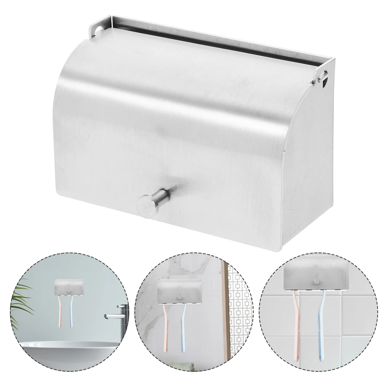 

Toothbrush Storage Rack Drain Holder Electric Wall Mount 304 Stainless Steel Brushed Metal