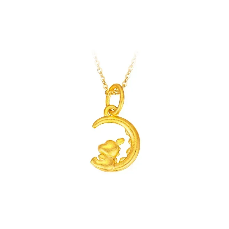 Real Gold 24K Yellow Gold Zodiac Dragon Pendant Necklace for Men Women Wedding Jewelry Christmas Gifts