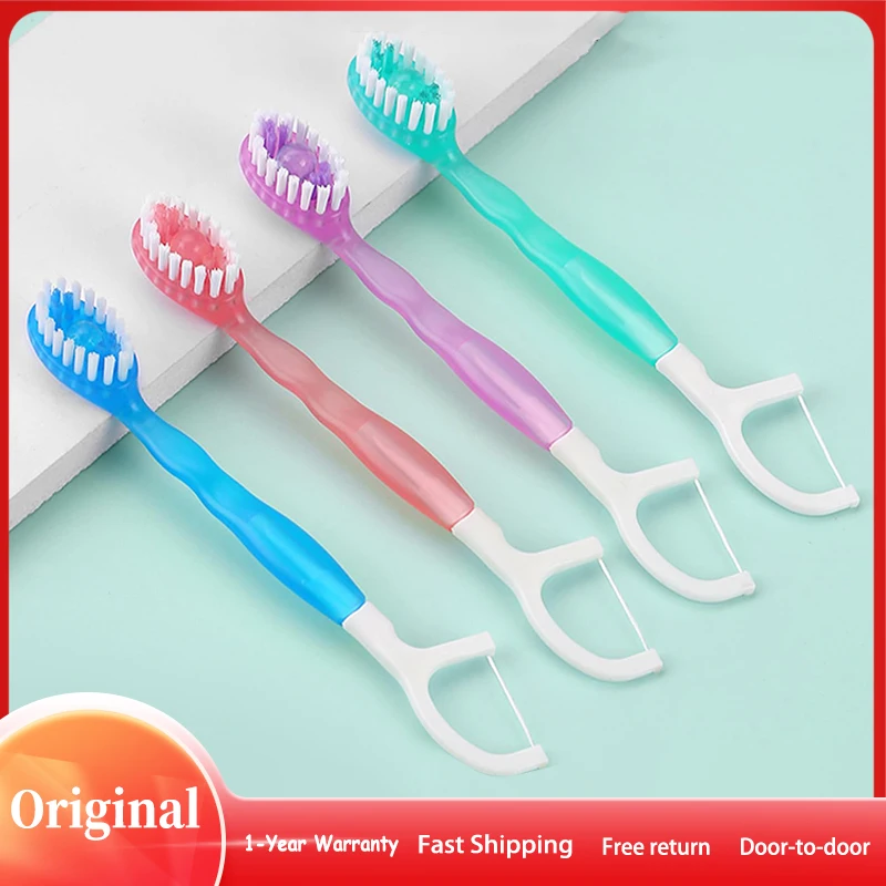 2 In 1 Mini Cleaning Toothbrush Mint flavor Peach flavor Exploded Bead  Disposable Oral Cleaning Toothbrush With Dental Floss
