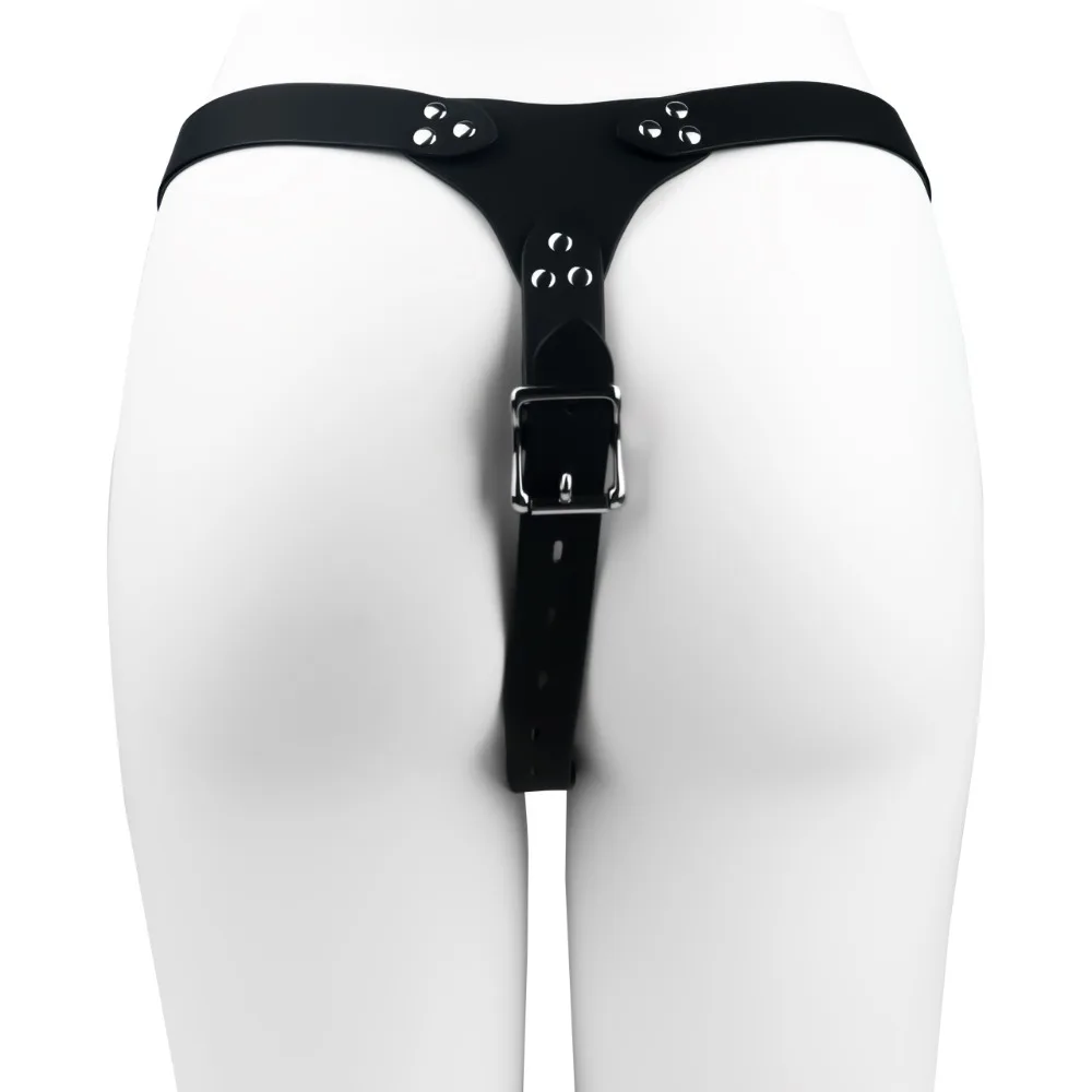 PU Leather Chastity Belt For Metal Penis Lock Cage Auxiliary Harness Belt Underwear Chastity Accessories BDSM Men Sex Toys 18+ - view 4