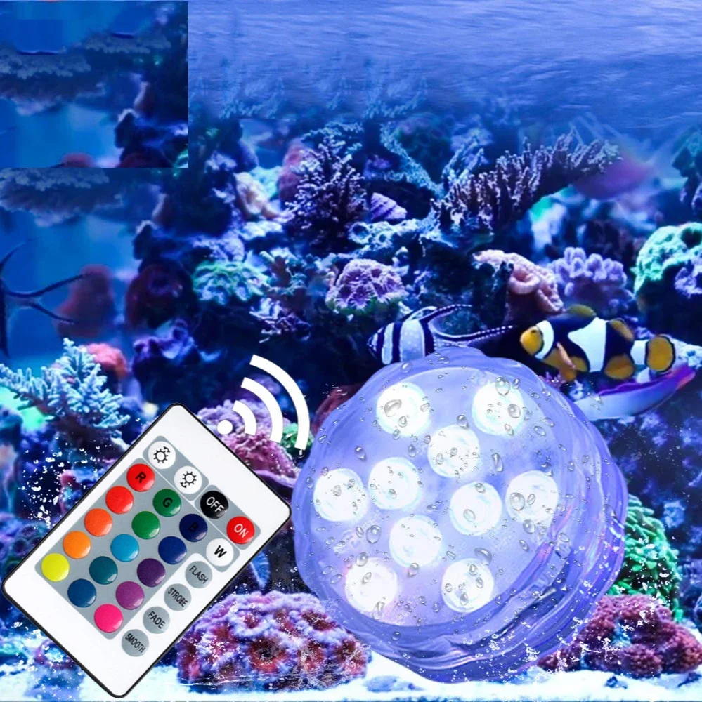 Hot Sale Remote Control Diving Light Bright Knob Fish Tank Light Colorful Waterproof Swimming Pool Led Flower Diving Light