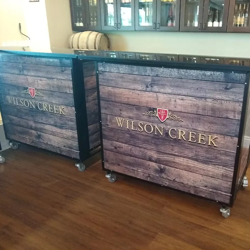 

Aluminum Mobile Cocktail bar Counter in Guangzhou Factory Portable bar on Wheels Home bar Counter Cafe Counter