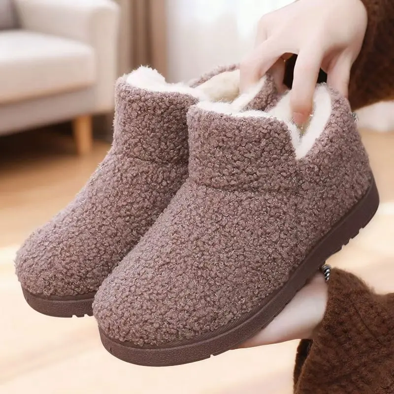 

Fashionable Fleece Lined Thickened Cotton Snow Boots Soft Bottom Home Casual Short Tube Waterproof Platform EVA Outer Material
