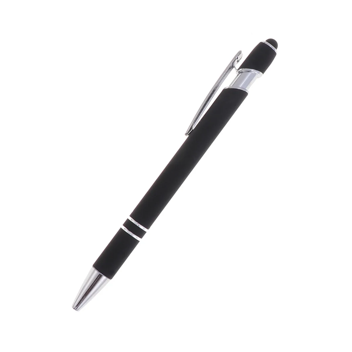 

2-in-1 Multi-Function Click Ball Pen Metal Capacitive Touchscreen Handwriting Pen Black Durable Conductive Cloth Tip Compatible